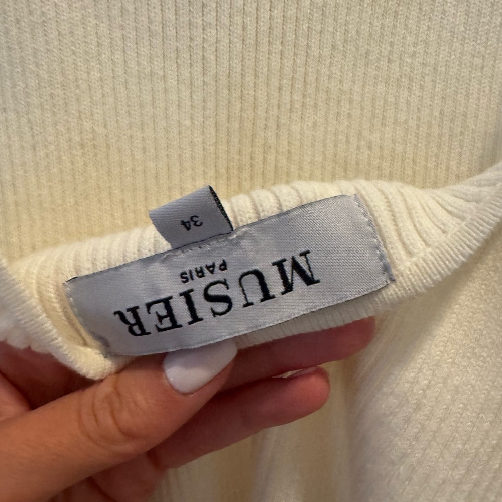Musier Paris Cream Ribbed Knit Top - Picture 4 of 5